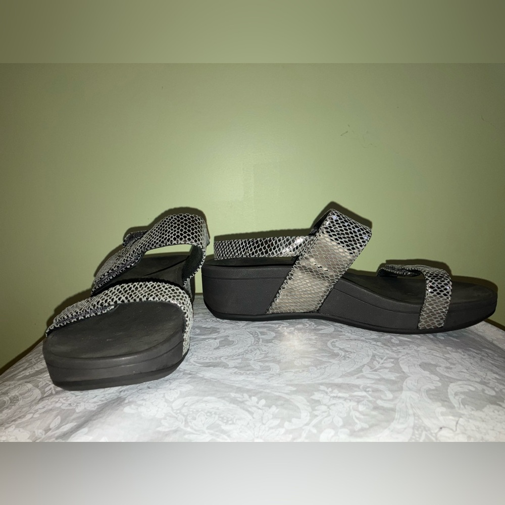 Vionic BOLINAS platform leather sandals silver orthotic technology size 9 shoes